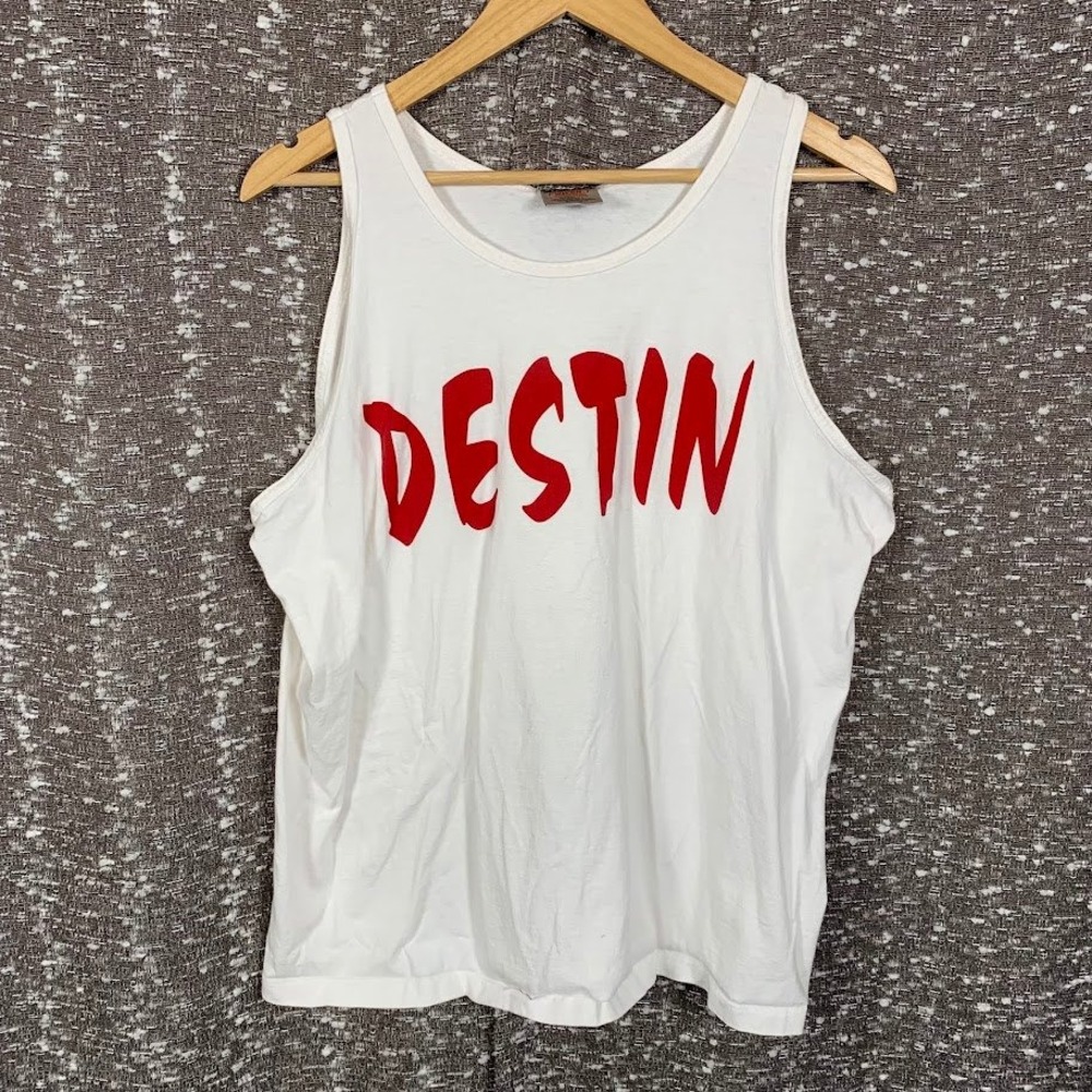 Vintage‎ Oneita Power-T Destin Florida Tank Top Mens XL White Made in USA